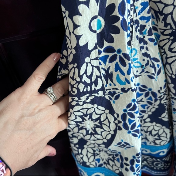 Avec Les Filles Sweetheart Neck Cotton Mini Sundress In Blue and White size 8 - Picture 9 of 10